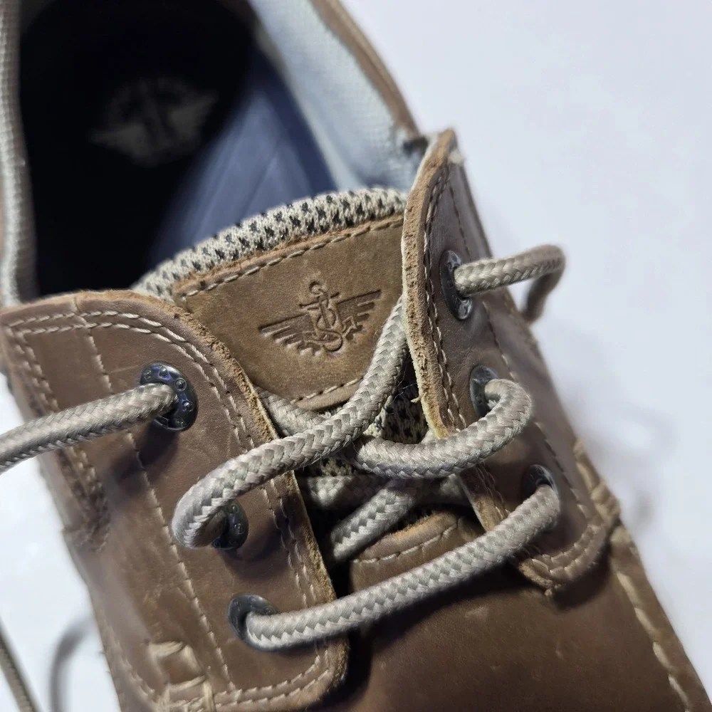 Dockers Beacon Genuine Leather Boat Shoes Mens 10.5 M‎ Brown Lace Up Logo EUC